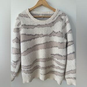 Barefoot Dreams CozyChic Zebra Stripe Plush Sweater Size L